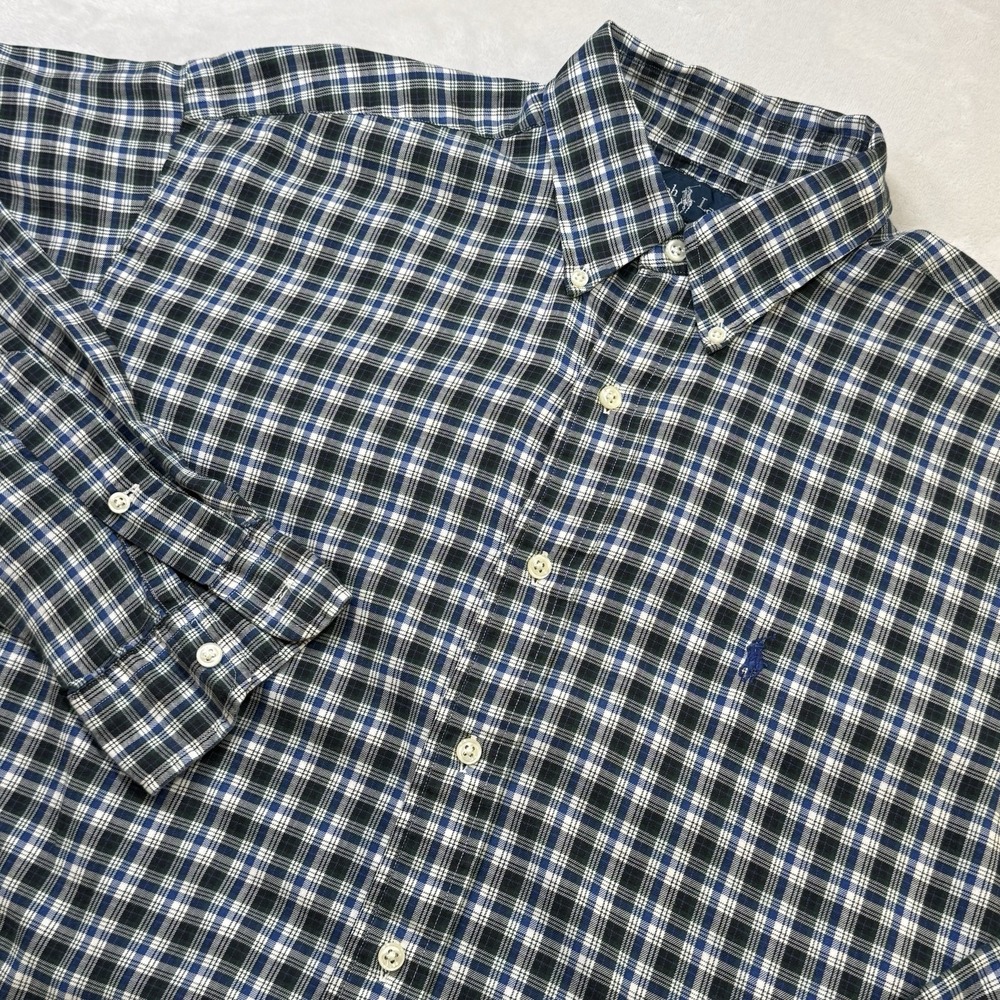 Polo Ralph Lauren Blake Button Down Shirt Men's M Blue Green Plaid Cotton